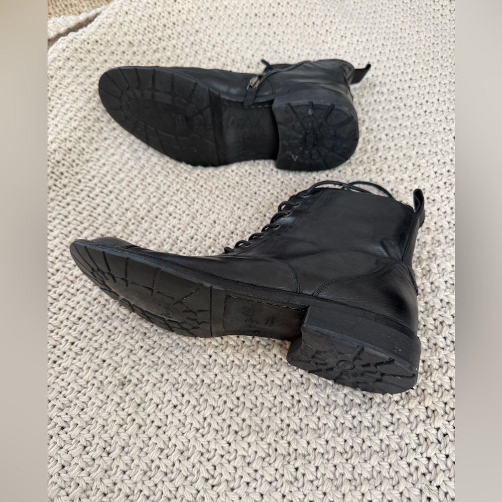 Calzoleria Toscana Dip Died Black Leather Mens Lace Up Combat Boot. Size 10.5 - Picture 9 of 11
